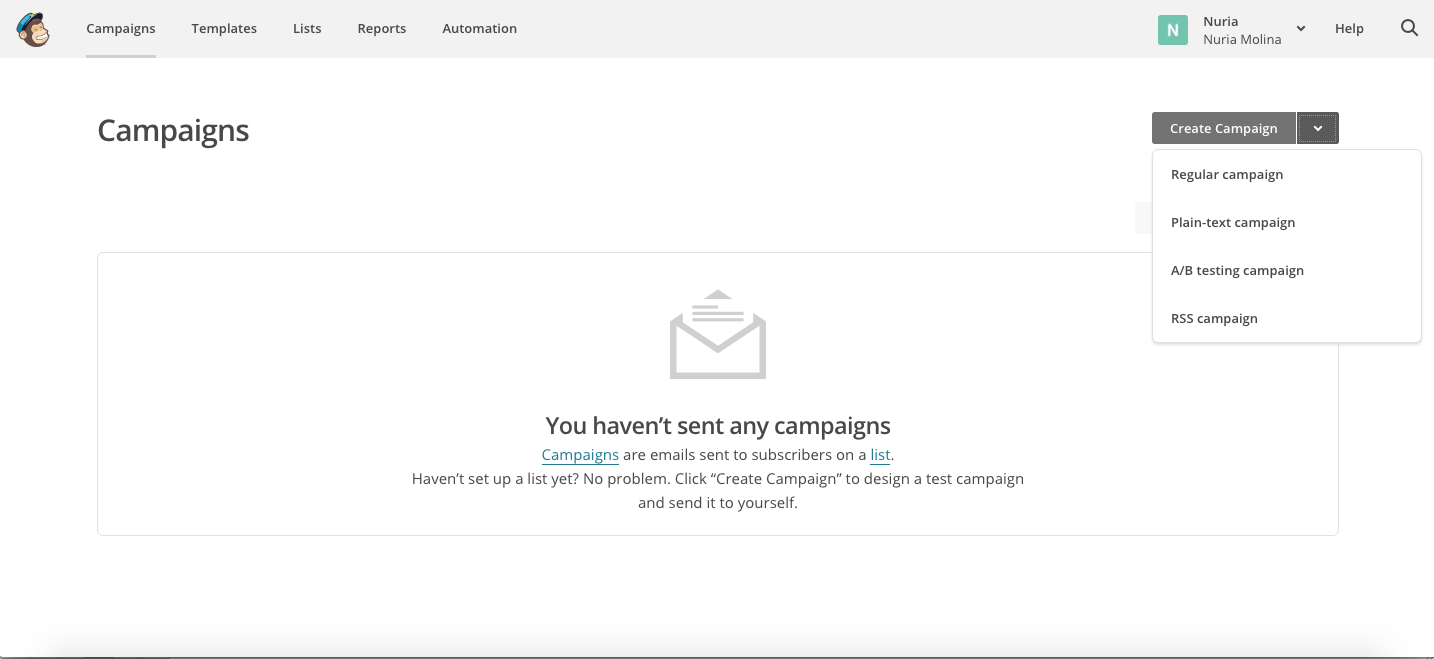 Creación de una campaña de emailing con Mailchimp